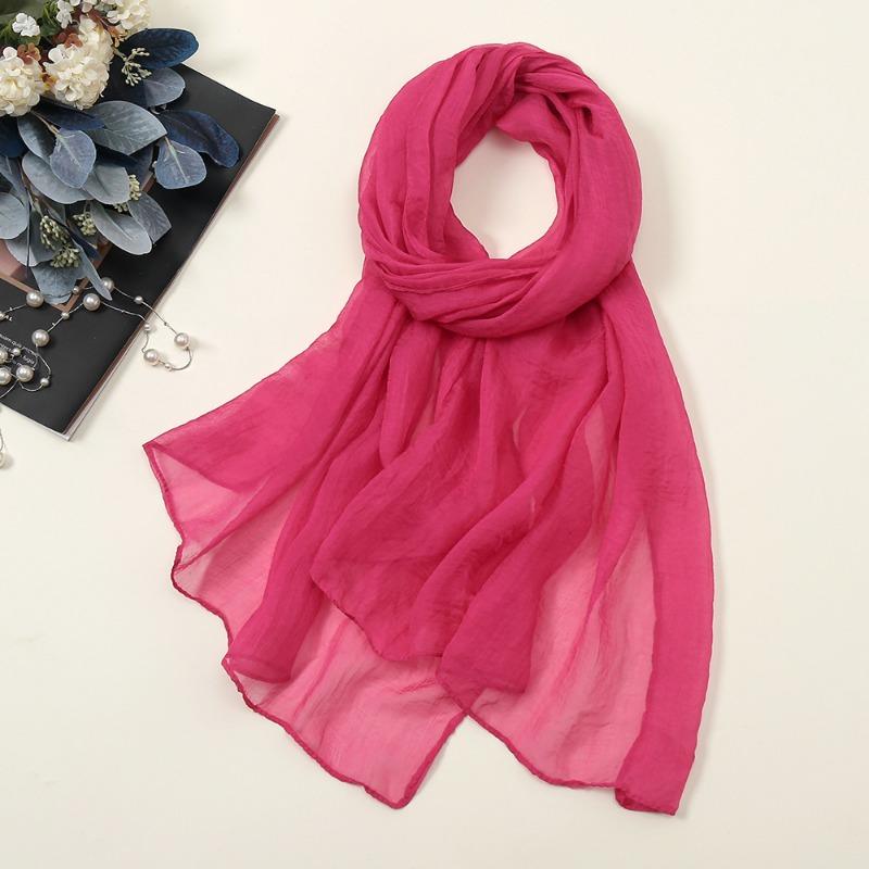 New solid color silk scarf women, oversized chiffon beach scarf fashion bikini swimsuit wrap scarf shawl
