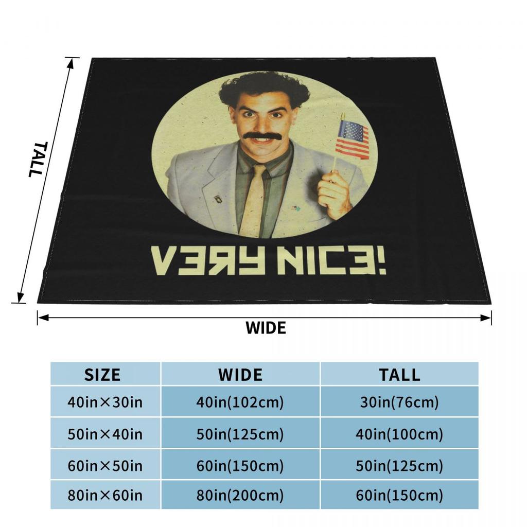 Funny Men Borat Very Nice! Classic Fan Blanket Soft Flannel Throw Blanket Cover for Bed Living room Picnic Travel Home Couch