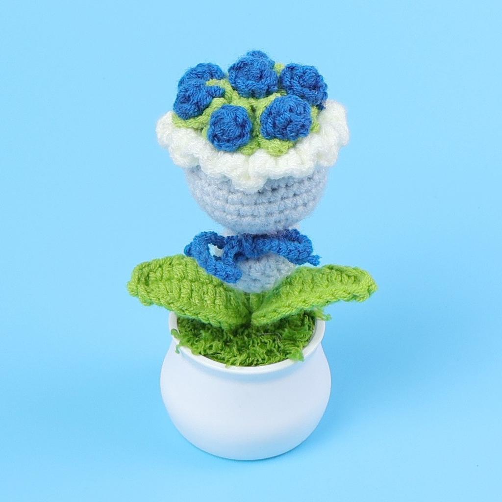 Hand-Knitted Wool Fake Flowers Set: Sunflower, Carnation, Tulip - Desktop Decor, Teacher/Student Gift, Everlasting Bouquet