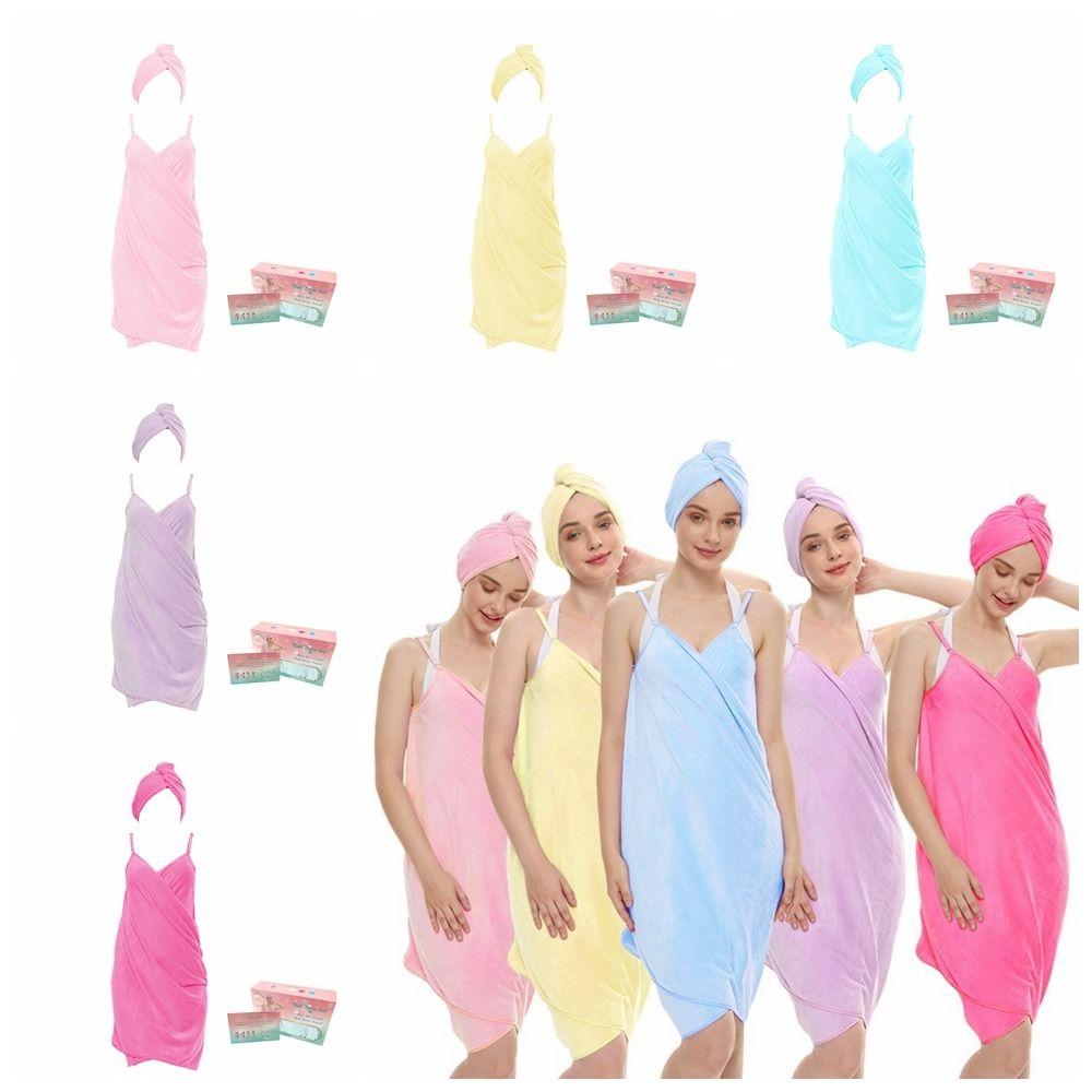 

Absorbent Sling Bath Skirts Wearable Camisole Shower Dress High Quality Bath Towels Set Women синій