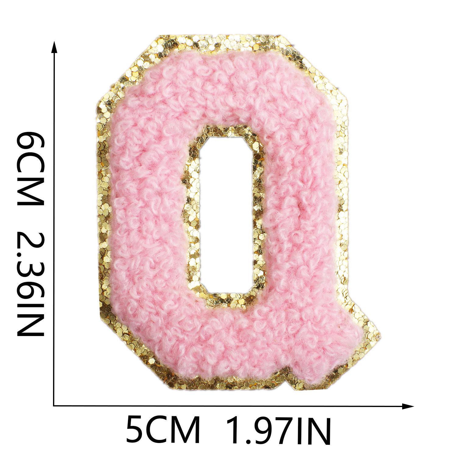 

6cm Pink Chenille Iron-On Patch with Howling Sky Embroidered English Lettering