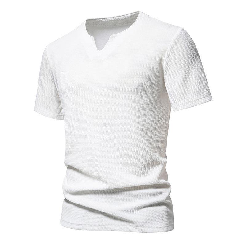 Men's Casual T-Shirts Short Sleeve V Neck Henley Shirt Lightweight Slim Fit Gym Workout Athletic Tees Tops Breathable Comfortable Basic Shirts for Men