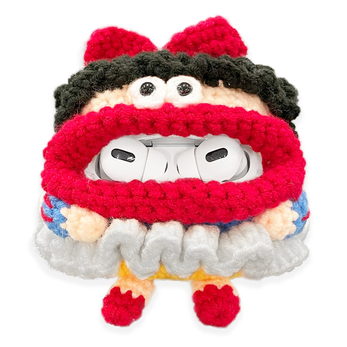 

Macaroni Edge AirPods Pro Yarn Handmade Storage Korean Item [macaroni edge] Case, Mascot, Case, (Ribbon Red)