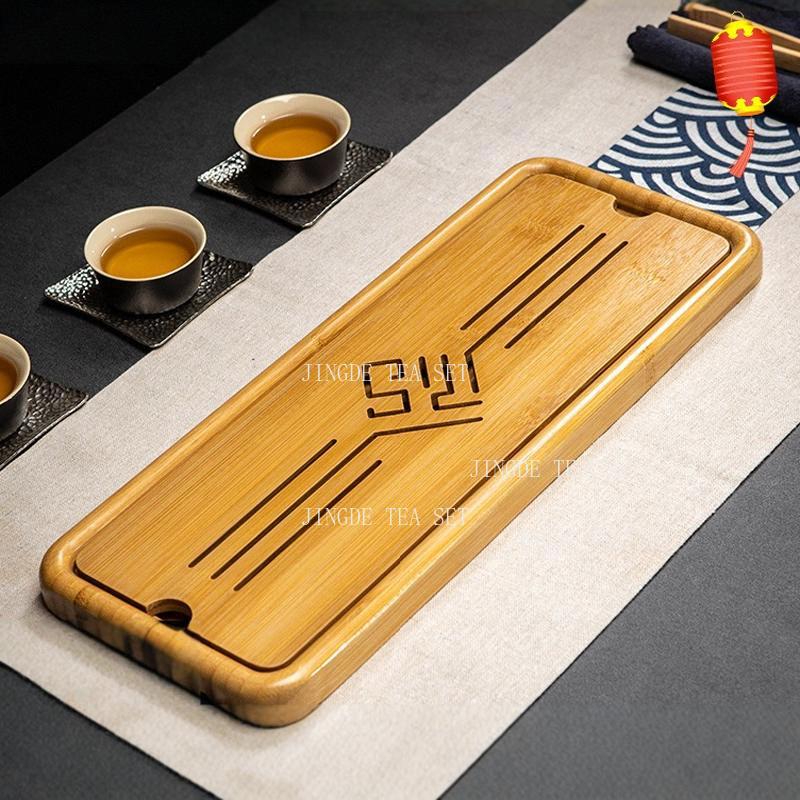Dry Brewed Small Tea Tray Chinese Bamboo Rectangular Tea Tray Household Wet Dry Dual-use Teaset Tray Tea Ceremony Accessories