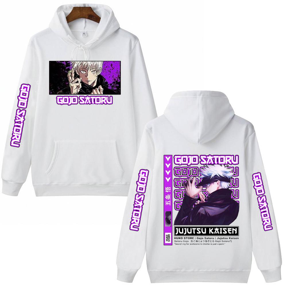 Jujutsu Kaisen Satoru Gojo Anime Grafik Hoodies Vintage Übergroßer Kapuzenpullover Lässige Langarm Kapuzenpullover Männer Frauen Kleidung