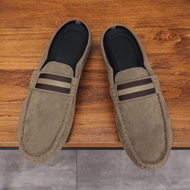 Lefu Shoes Men's Lightweight Bean Shoes Summer One Step Push Lazy Breathable Casual Half Support Slippers for Men