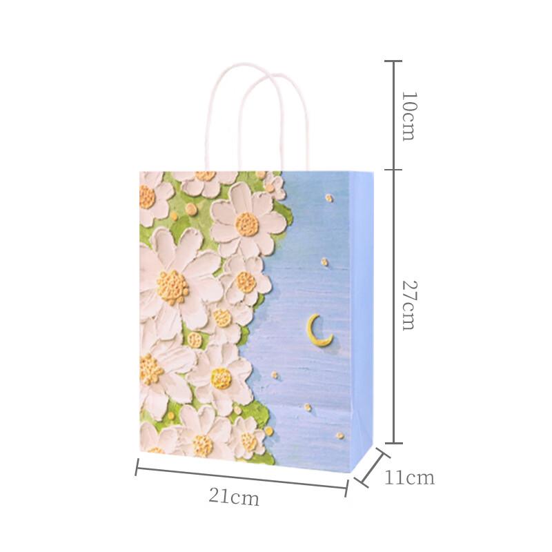 Gift Bags, Birthday Present Handbags, Holiday Gift Storage Bags, High-End Shopping Packaging Bags, Cute Paper Bags with Oil Painting Landscape