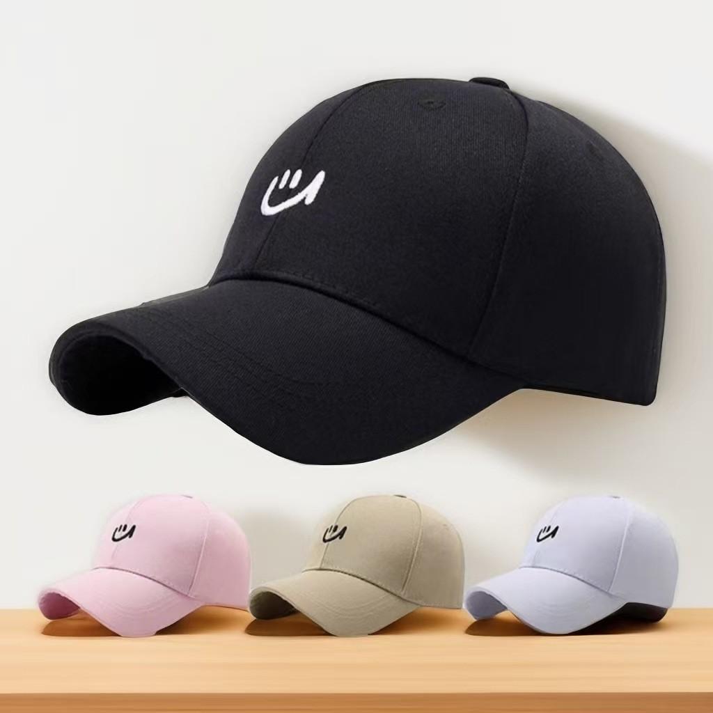 Smiling Face Embroidered Baseball Cap With Adjustable Strap For Casual Outdoor