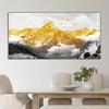 Unframed Canvas Poster, Modern Art, Golden Mountains And Birds In The Mountains Wall Art, Ideal Gift For Bedroom Living Room