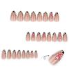 Press on Nail Short Almond Acrylic Autumn Winter Leopard Floral Designs Nail Stick on Nail For Fashion Women And Parties