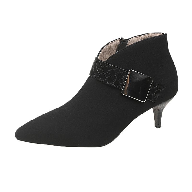 Women Ankle Boots Suede Pointed Toe Mid Heels Sexy Shoes 2025 Trend Fashion Pumps Goth Winter Designer Chelsea Botas De Mujer