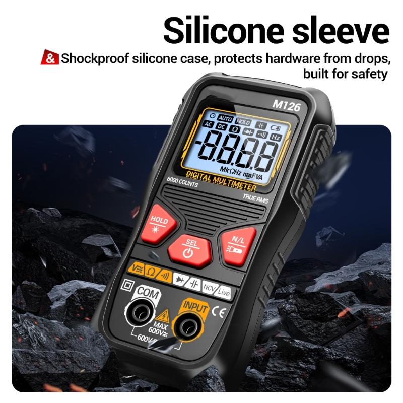 Auto Ranging Digital Multimeter with Live Wire Detection Backlit Screen Ergonomic Design Electric Measurement Device