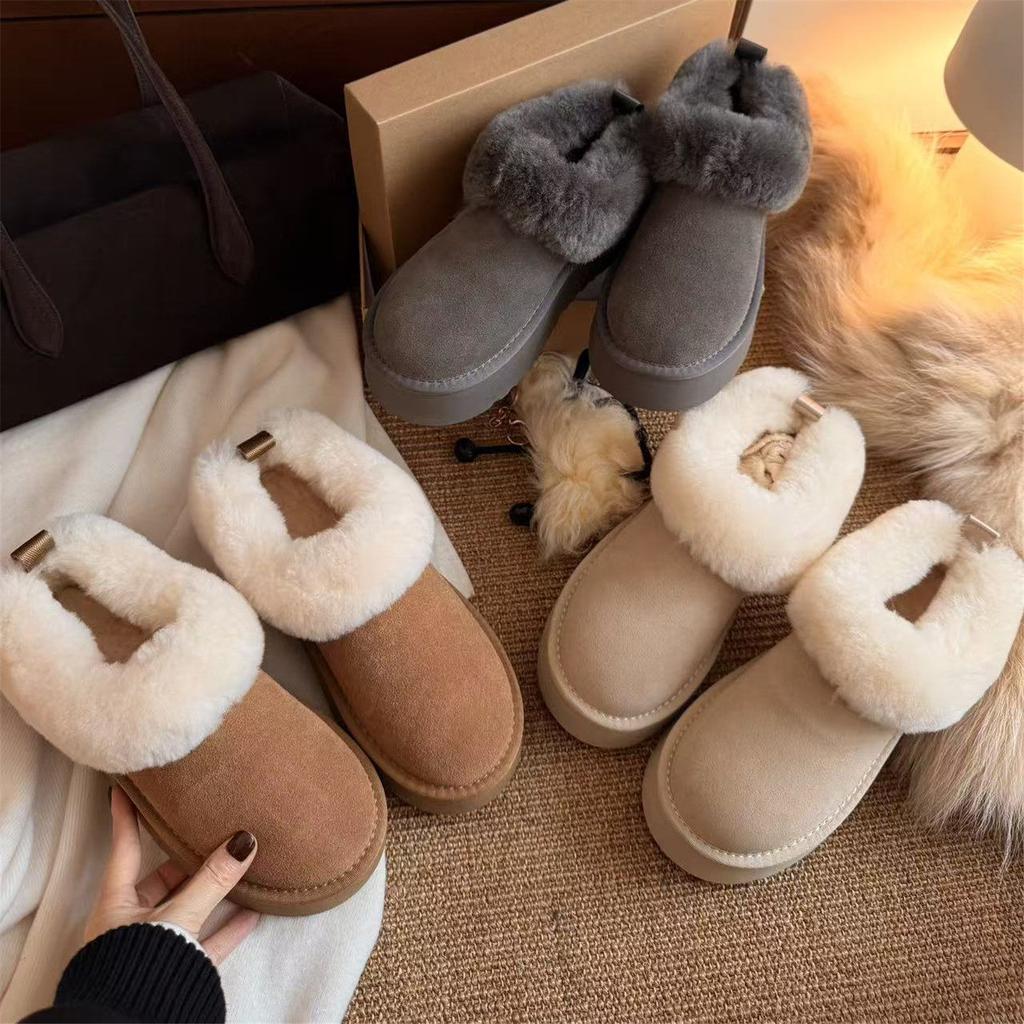 Warm snow boots thick-soled short tube plush thick inside winter plush plush cotton shoes