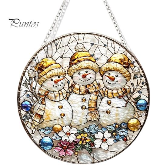 Leichtes Dekoratives Kunstobjekt Acryl-Fensteraufhänger im Buntglas-Stil, Lebensbaum & Winterwald Bunter Hängeornament Runder Sonnensammler