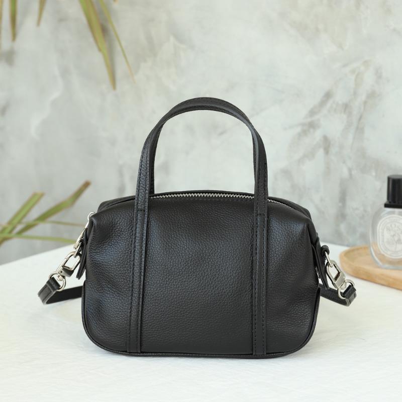 Genuine Leather Single-shoulder Boston Pillow Bag Hand-held Crossbody Bag Casually