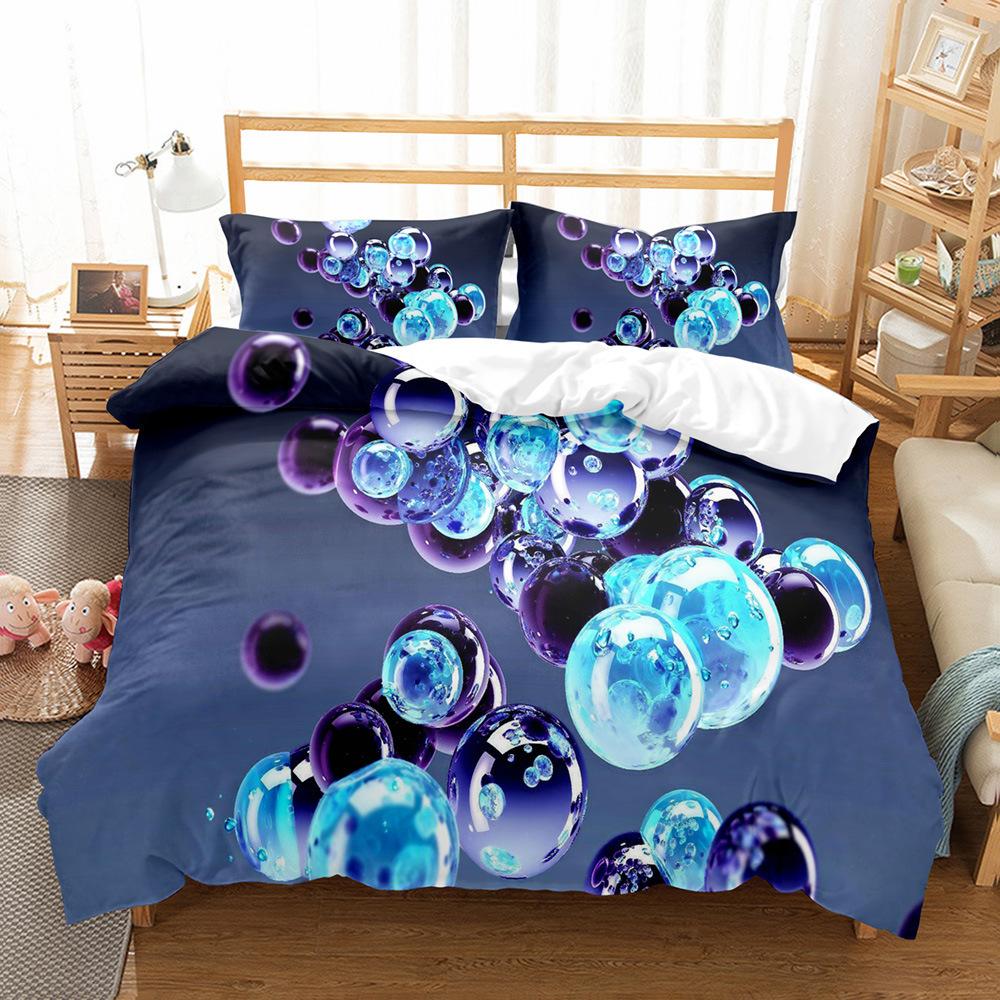 Zestaw poszwy na kołdrę z szklaną kulą rozmiar King Queen drukowany 3D kolorowy szklana kula niebieski zielony pomarańczowy dla chłopców dziewcząt poliestrowy zestaw pościeli