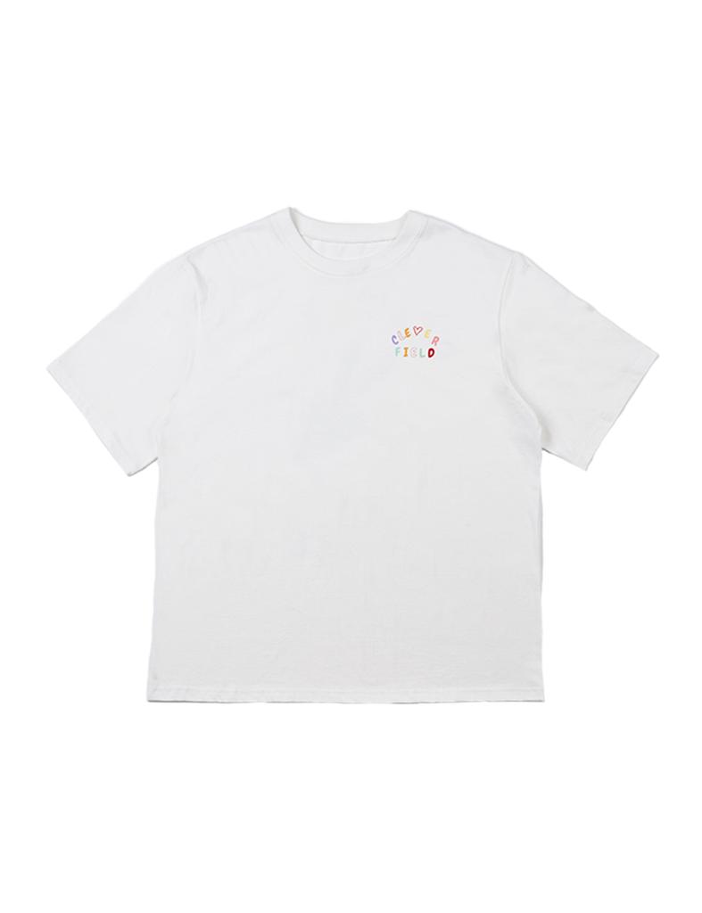 CLEVER FIELD Drawing Color Graphic Rabbit T-Shirt [White]