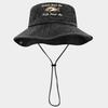 Mode Sommer Frühling Outdoor Bestickter Fischerhut Damen Wollen Mich Fische Fürchten Mich Breiter Rand Sonnenhut zum Angeln Wandern Panama Hut