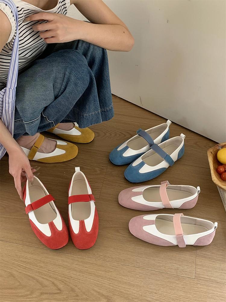 IPPEUM Red Mary Janes Shoes Women Daily Cute Ballet Flats For Girls Ballerina Sneakers Shoes