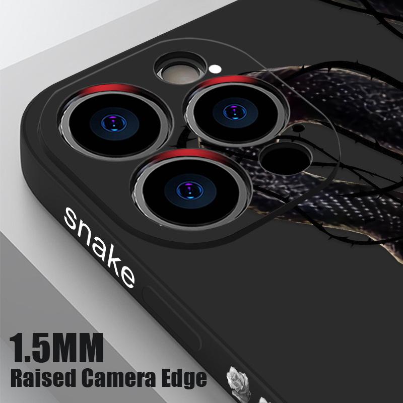 Für iPhone 16 Pro Max 15 14 Plus 13 12 Mini 11 8 7 X XS Schlangenform Druckmuster Schutzhülle Dünne TPU Stoßfeste Telefonschale mit Lanyard