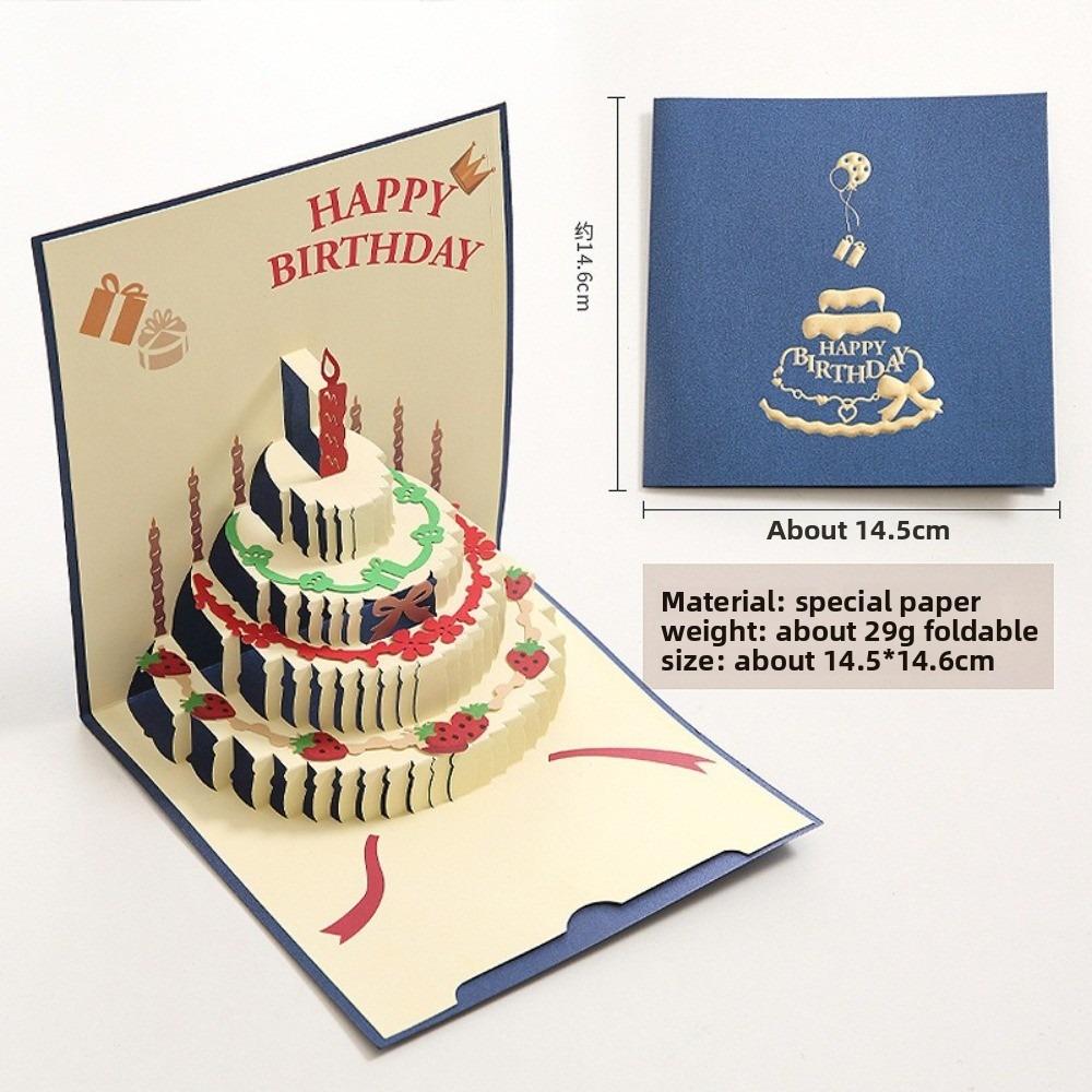 

3D 3D Pop Up Card Foldable Handmade Miniatures Happy Birthday Card Pop Up Mechanism Interactive LED Greeting Card Birthday Party