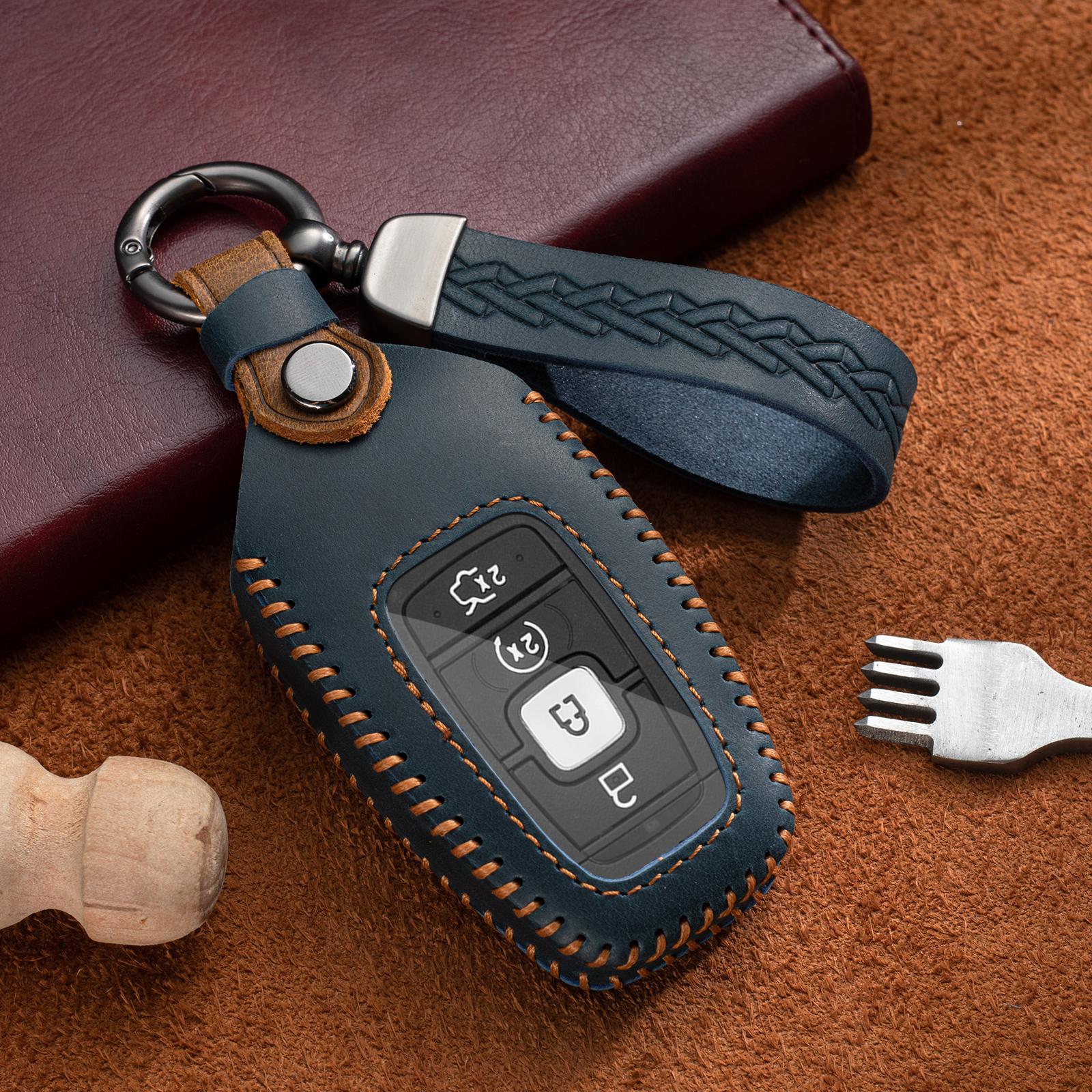 

Кожаный чехол для ключей от машины для Lincoln MKX MKC Ford Mondeo Explorer Edge Expedition Fusion Mustang Everest Focus C-Max S-Max синий