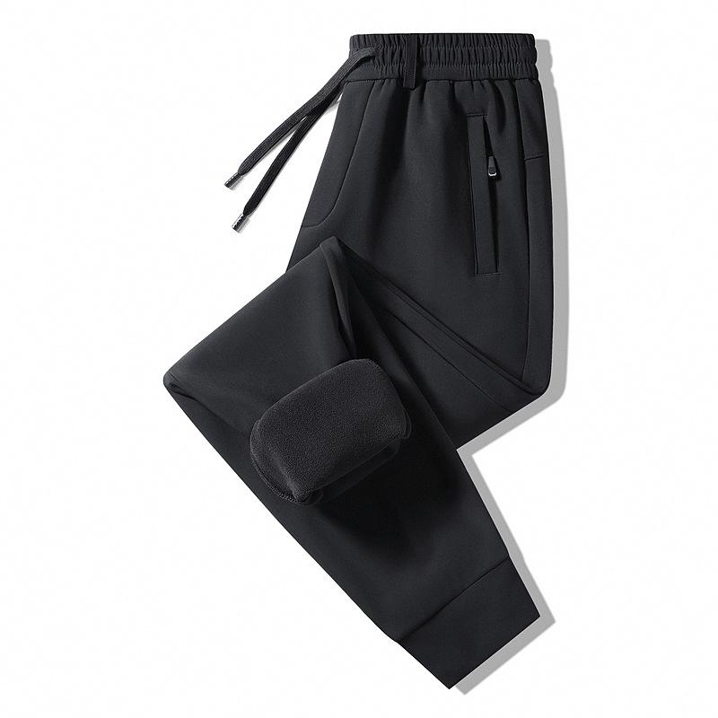 New Autumn/Winter Men's Casual Trousers: Fleece-Lined, Thickened, Warm-Weather Trousers Loose-Fit, Cuffed, Straight-Leg Sports Trousers for Men
