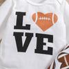 Baby Girl "LOVE" Heart Football Print Cotton Long Sleeve Bodysuit Pants With Bow Headband Outfit Set