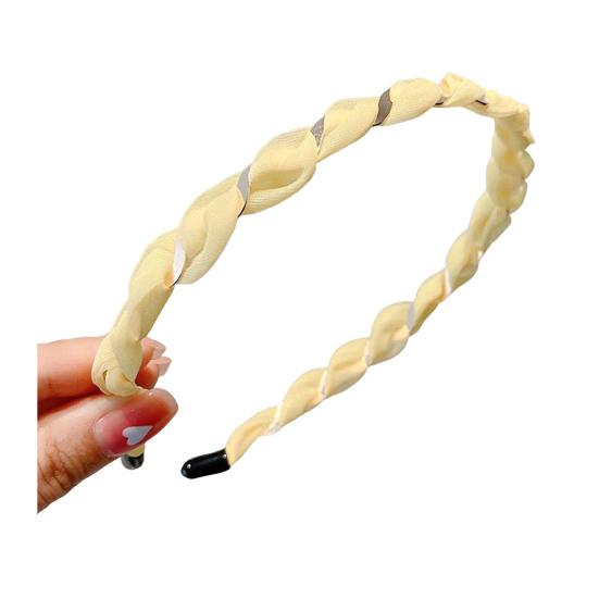 

Women Headband Anti-Slip Teeth Mesh Yarn Twist Soft Braided Texture Hair Hoop Washing Face Headband Hair Accessory жёлтый