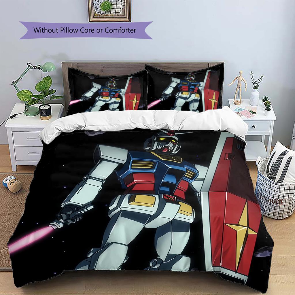 Mobile Suit Gundam Mecha Squad Bedding Set Duvet Cover Pillowcase No Filler, Soft Home Bedroom Decor, Perfect Gift for Fans.chl