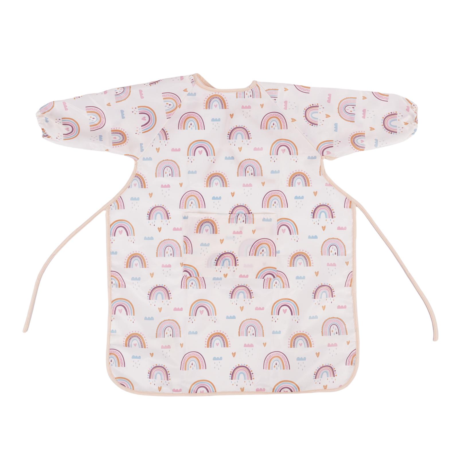 Kids Smock Waterproofing Long Sleeve Effective Protection Children Art Smock For Eating Painting Rain Bow