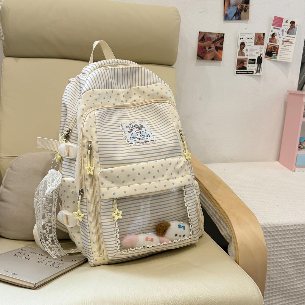 Schoolbag Korean version of the new transparent backpack schoolbag female college style high value ins style fashion large capacity student backpack