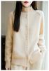 Women's Solid Color Wool Cardigan - High Neck, Long Sleeve, Loose Fit Sweater 