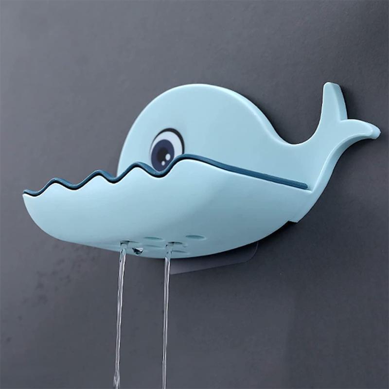 1PCS Small Whale Soap Box Free Punch Bathroom Drain Soap Rack Bathroom Wall Mounted Soap Organizer Shelf LM