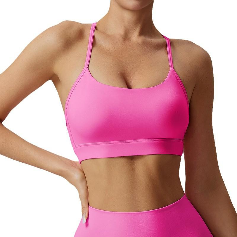 Spaghetti Strap Shockproof Sports Bra – Women's Thin, Supportive Yoga Camisole with Nude Feel