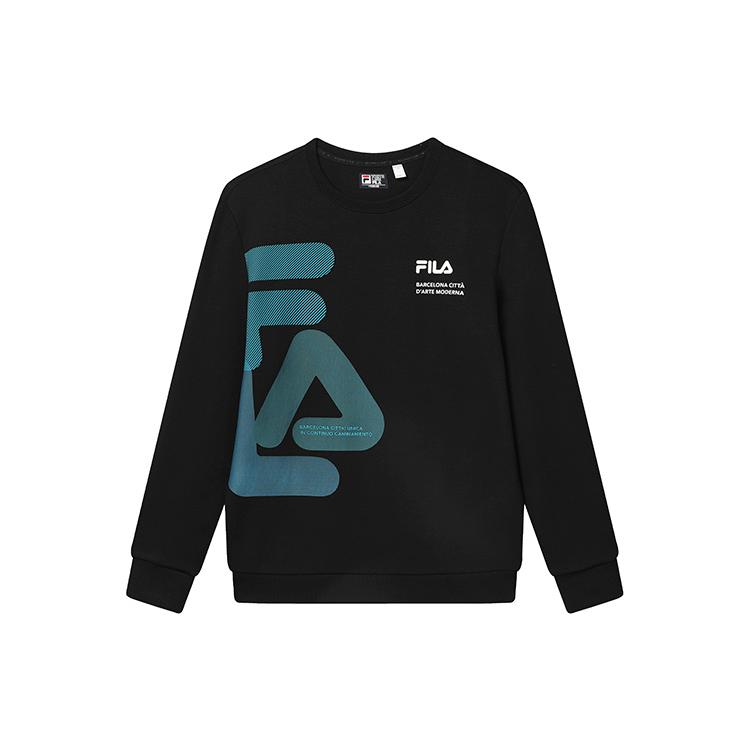 FILA Sweatshirts Men s Jet Black Crew Neck Moderate Regular F11M319214F-BK M