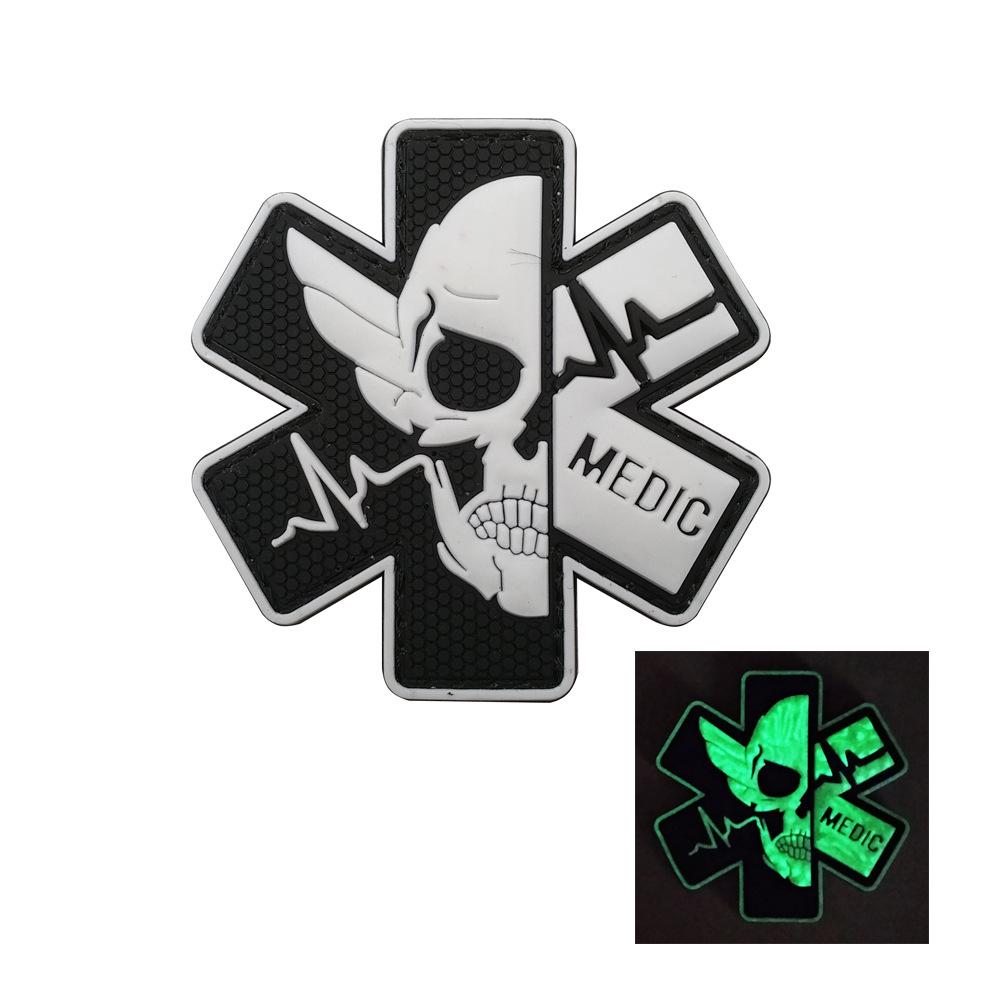 Spot MEDIC Tactical Skull Medical Morale Armband Velcro Patch - PVC Rubber Military Soldier