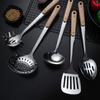 HANYANG Spatule en Acier Inoxydable Ustensiles de Cuisine Spatule à Manche en Bois Spatule de Cuisine