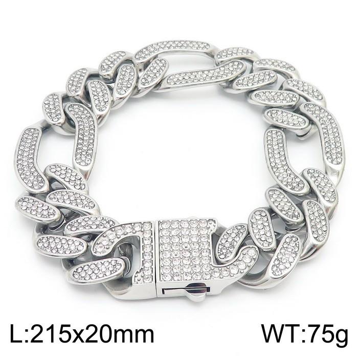 Hip Hop Shiny Rhinestones Bracelet for Men Women High Quality Zircon Cuban Miami Charm Chunky Figaro Chain Gold Color Jewelry