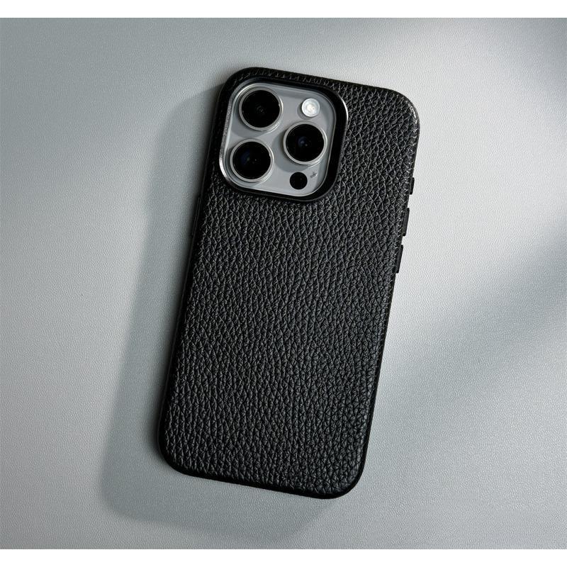 Premium Leather Magnetic Charging Case For iPhone 12 13 14 15 16 17 Pro Max Solid Color Business Metal Camera Protection Cover