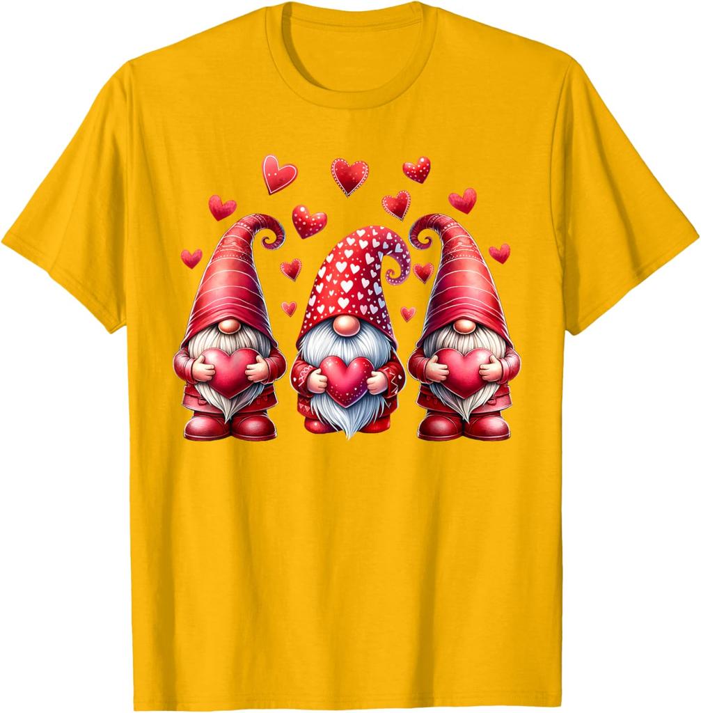 Růžoví valentýnští skřítci se srdíčky Grafický potisk Bavlněné tričko Ležérní denní tričko pro ženy muže