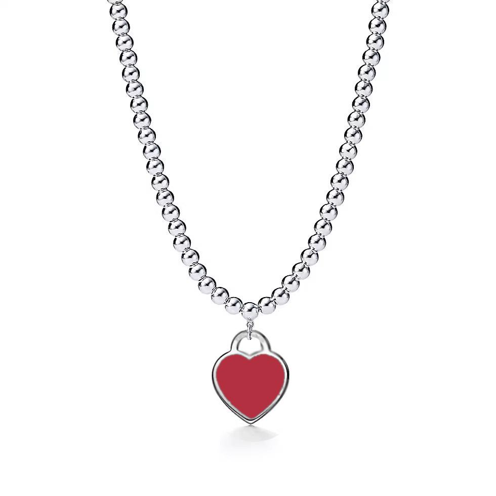 Heart-Shaped Enamel Cross Chain Necklace with Peach Heart Beads for Women - Fashionable Classic Style