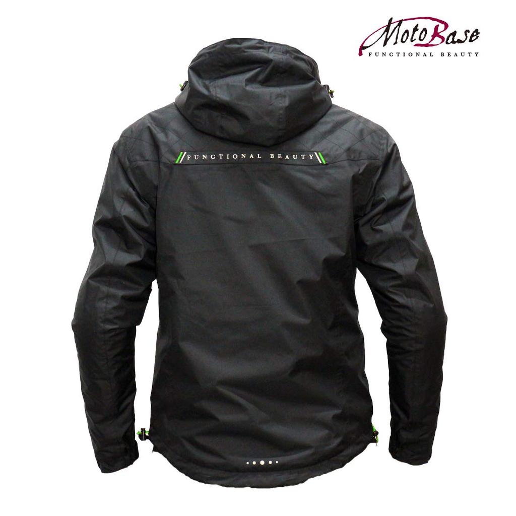 MOTO BASE Model Windproof and Waterproof Motorcycle Windbreaker Spring/Autumn Jacket/Protection Jacket/MBWB-01 (Black/Green/5L)