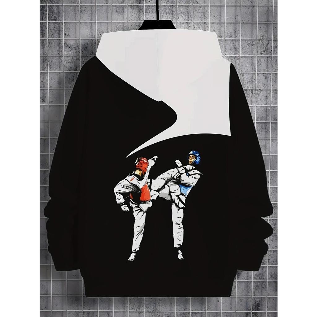 3D Printed Casual Pullover for Boys, Long Sleeve Sweater In Spring and Autumn, Outdoor Hoodie