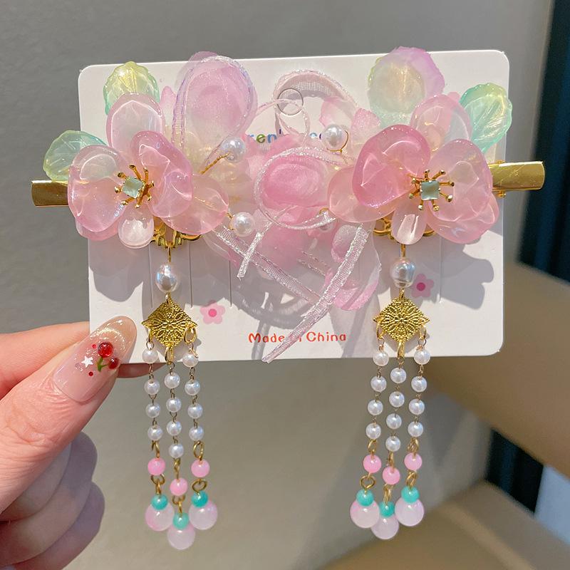 Chinese Style Hanfu Hairpin Set for Girls - Includes Hair Clips, Swaying Tassels, and Butterfly Accessories