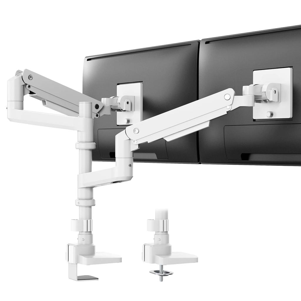 WORLDLIFT Dual Monitor Top and Long Compatible with Inch Weight Capacity Per Gas Grommet and Clamp VESA Compatible Arm, Bottom, Pole, 17-49 Monitors,