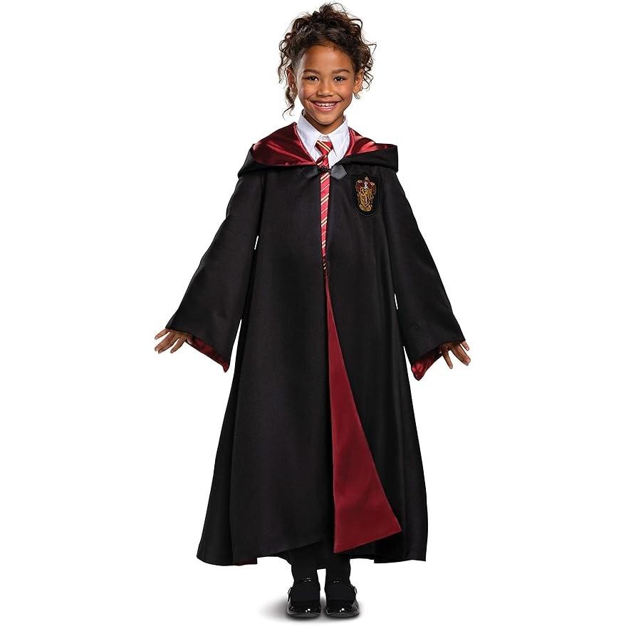Kids Costume Gryffindor Robe Scarf Tie Glasses Magic Wand Set 10-12 Years 155cm Boys Girls Halloween Cosplay Outfit Premium