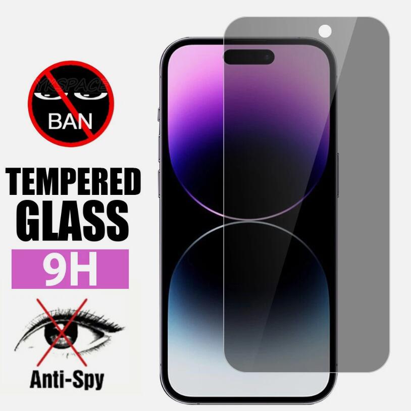 

Phone Protective Fims For iPhone 7 8 SE2 XR 11 12 13 14 15 16 17 Pro Max Premium Privacy Full Cover Screen Protector Anti Spy 9H Tempered Glass Film For iPhone 17E чорний