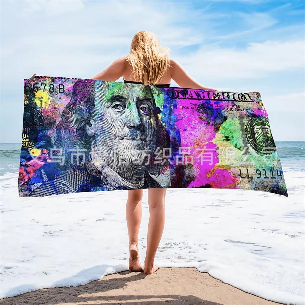 Vintage Dollar Print Beach Towel Beach Quick Drying Bath Towel Microfiber Beach Towel Seaside