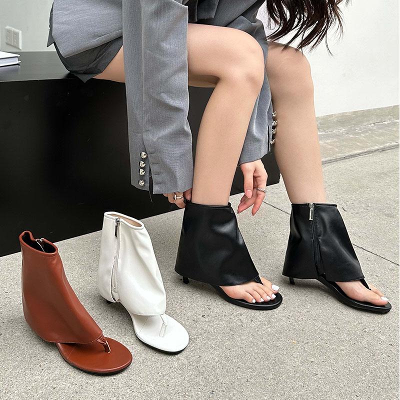 Mode Niedriger Absatz Mode Offene Zehe Damen Sandalen Stiefeletten Mit Reißverschlüssen Schuhe Damen Schuhwerk Sandalen Stiefeletten Für Frauen Zehentrenner